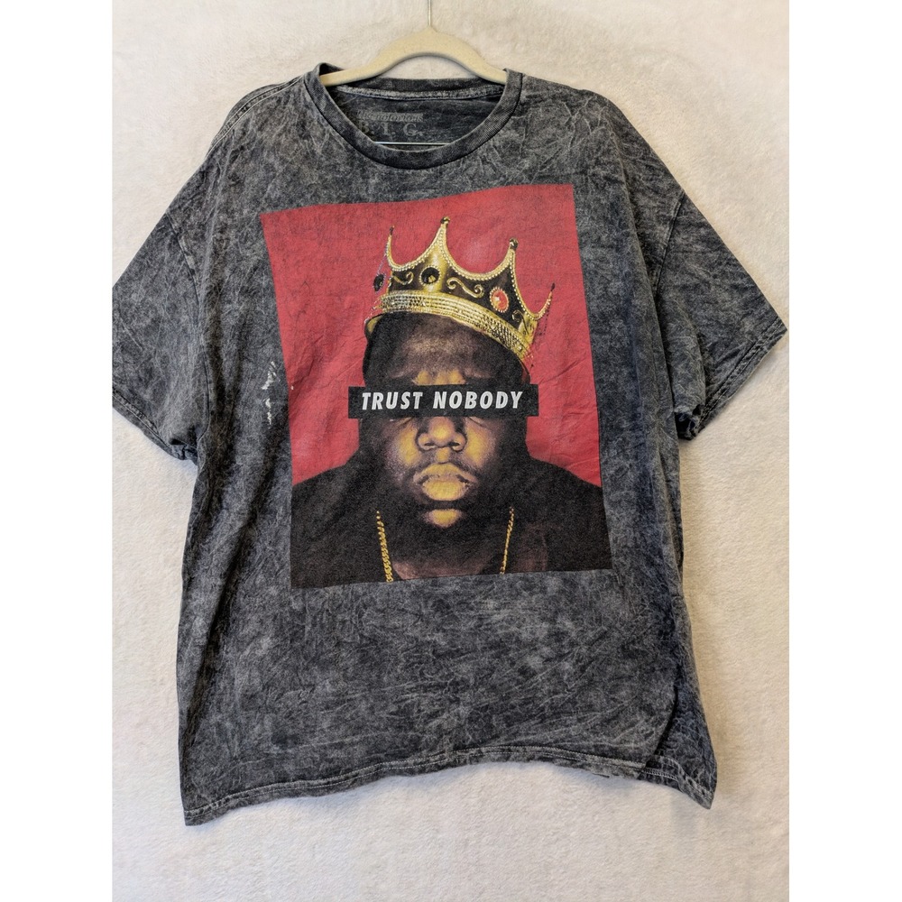 The Notorious B.I.G. Graphic T-Shirt Men's XL Gray Acid Wash Trust Nobody Biggie